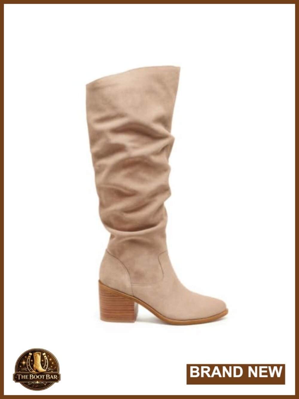 Women's Suede Knee High Boots Chunky Block Heel Pointed Toe Fall